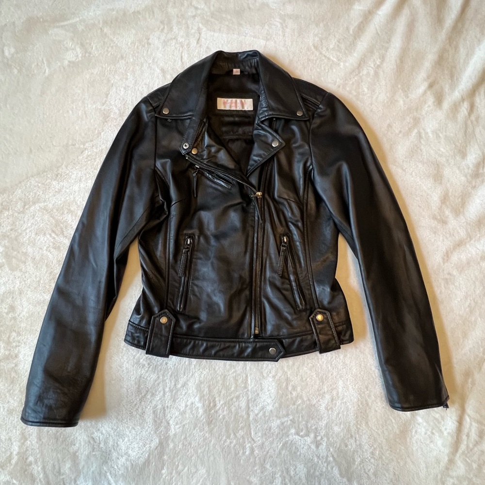 Designer Black Leather Biker Jacket